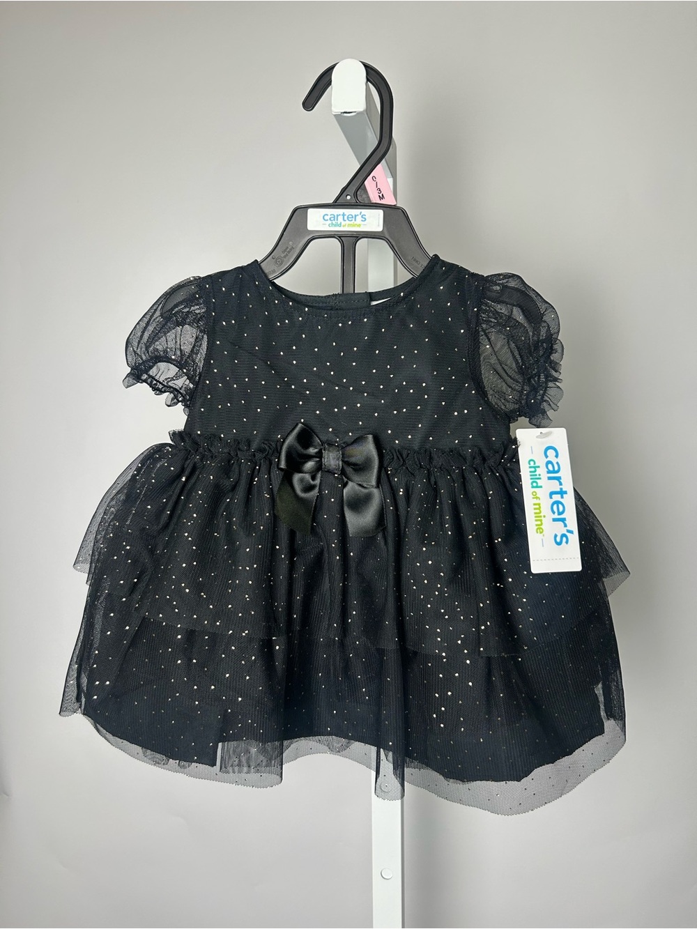 Carter's Black Tulle Baby Dress with Gold Dots and Bow